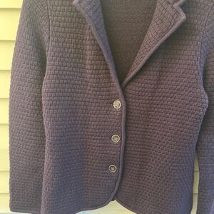 Talbots Plum Textured  sweater Blazer 100 percent merino wool SP